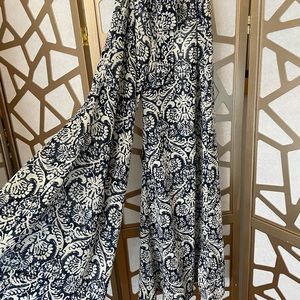 Flowwy blue and white high wasted pants